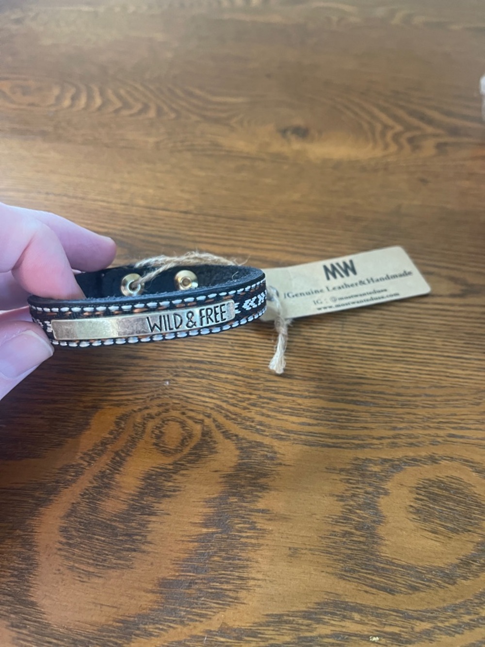 Wild & Free Black Leather Bracelet by MW